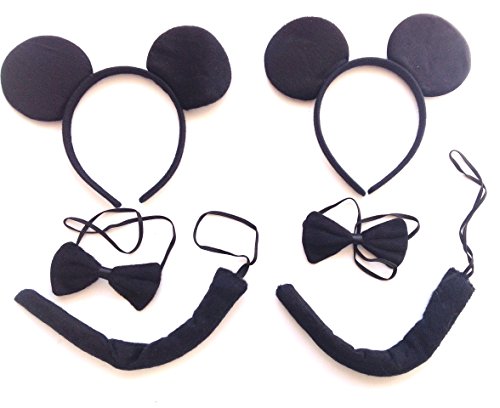 w.s.t Disfraz Black Mouse,Accesorio de Disfraz,2 Paquetes.
