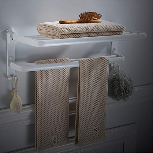WUYING Montaje Sin Taladro O Tornillos Toallero Blanco Aluminio Estante De Toalla Doblez Doble Toalleros Repisa Baño Montado En La Pared Toallero para WUYING Montaje Sin Taladro O Tornillos Toallero Blanco Aluminio Estante De Toalla Doblez Doble Toalleros Repisa Baño Montado En La Pared Toallero para