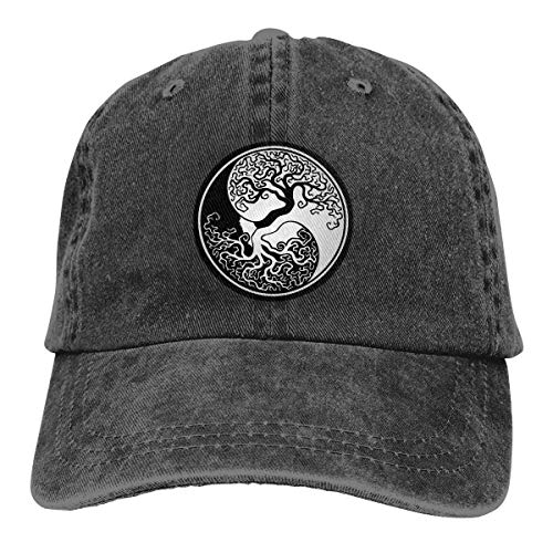 XCNGG Árbol de la Vida Yin Yang Sombreros de Vaquero Unisex Sombrero de Mezclilla Deportivo Gorra de béisbol de Moda Negro