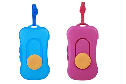 YUIP 2 piezas caja de pañuelos húmedos, caja de pañuelos húmedos portátil, caja de tela conveniente para viajes, caja de pañuelos húmedos portátil específica para viajes (azul y rojo rosa)