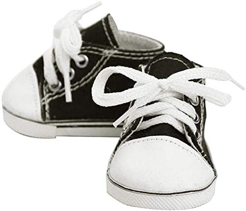 Zapatos de muñeca de 18 Pulgadas Zapatillas de Lona de Moda Zapatillas de Deporte Zapatos Accesorios Ropa 7x4cm Negro