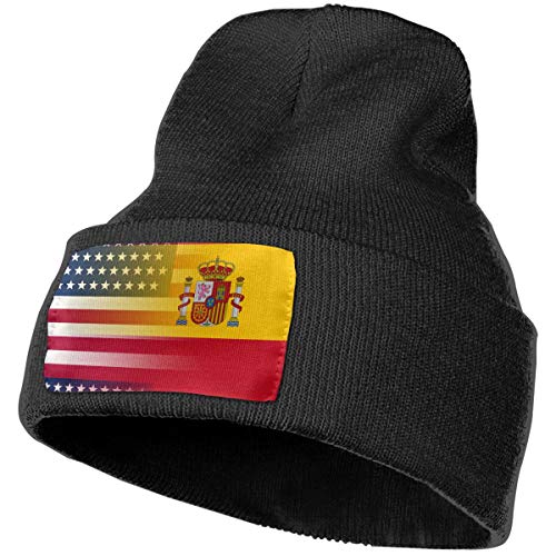 zhkx USA Spain Flag Men/Women All Seasons Thin Skull Cap Baggy Oversize Knit Hat