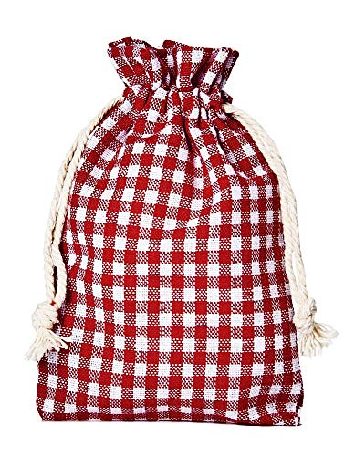 10 bolsitas de algodón, bolsas de algodón estilo rústico, tamaño 30 x 20 cm, elemento decorativo, decoración romántica, a cuadros, rojo-blanco 10 bolsitas de algodón, bolsas de algodón estilo rústico, tamaño 30 x 20 cm, elemento decorativo, decoración romántica, a cuadros, rojo-blanco