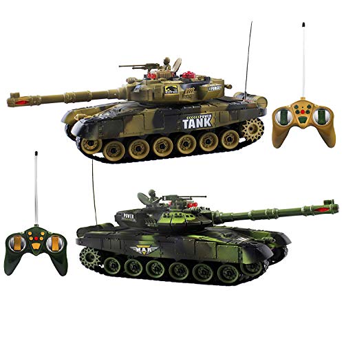 12" Eléctrico Tanque RC, con indicador LED de Vida, Sonido e iluminación realistas, 2 Juegos de Tanques de Juego de Guerra con Control Remoto por Infrarrojos, para Niños Regalo,2xTank 12" Eléctrico Tanque RC, con indicador LED de Vida, Sonido e iluminación realistas, 2 Juegos de Tanques de Juego de Guerra con Control Remoto por Infrarrojos, para Niños Regalo,2xTank