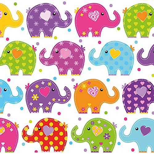 20 servilletas de elefantes coloridos como decoración de mesa para cumpleaños infantiles o nacimiento, 33 x 33 cm