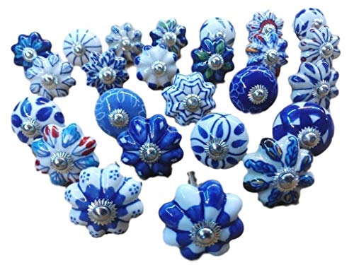 25 pomos de cerámica azul y blanco para cajones de puerta de armario tiradores de mezcla india. Envío prioritario expreso 25 pomos de cerámica azul y blanco para cajones de puerta de armario tiradores de mezcla india. Envío prioritario expreso