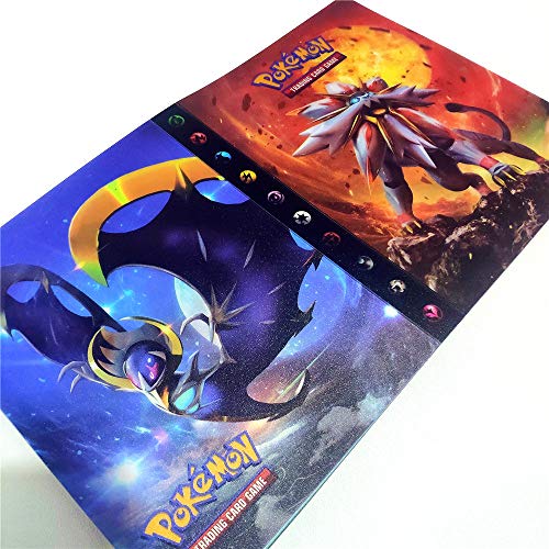 30 Páginas-120 Bolsillos-Contiene 120 tarjetas individuales o 240 tarjetas dobles (espalda con espalda), Álbum para cartas Pokemon, Álbumes de almacenamiento de tarjetas coleccionables (Sun & Moon)