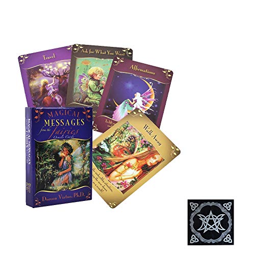 44 Piezas Oracle Magical Messages from Fairies Oracle Card Board Deck Games Naipes para Juegos de Fiesta,Deck Game,with Tablecloth