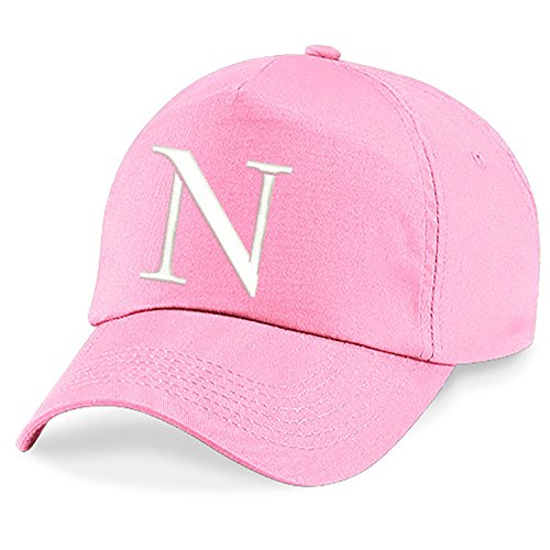 4sold Niños Escuela Bordado Gorra Niños Hat Alphabet A - Z Verde Rosa Claro (N)