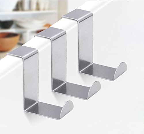 5 ganchos de acero inoxidable en forma de Z para puerta de armario o cajón de metal pulido para herramientas de cocina ganchos de ropa