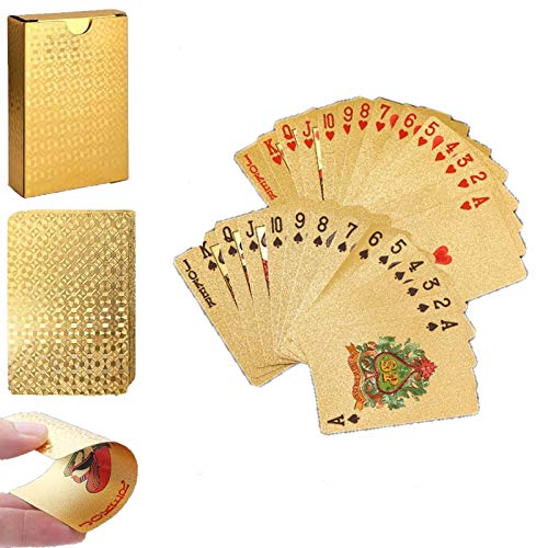 54pcs Tarjetas de juego de póquer a prueba de agua - Novelty Professional Luxury Deck of Tarjetas, Moda PVC POKER POKER Classic Magic Tricks Herramienta para fiesta y juego ( Color : Gold , Size : B )