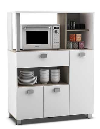 Abitti Mueble Auxiliar de Cocina en Color Blanco con un Cajon y Varios Compartimentos 132x99cm Abitti Mueble Auxiliar de Cocina en Color Blanco con un Cajon y Varios Compartimentos 132x99cm