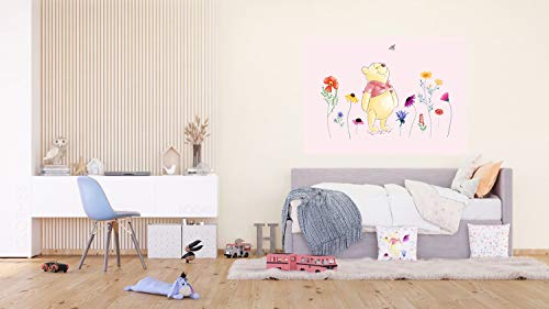 AG Design Papel pintado fotográfico de Winnie the Pooh con flores de acuarela, 160 x 110 cm, FTDN M 5266, multicolor