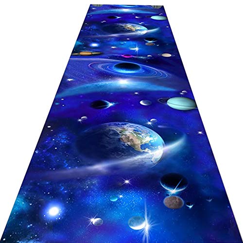 Alfombras de Pasillo Azul Patrón del Sistema Solar del Espacio Exterior Runner para el Pasillo Sala de Estar Dormitorio Mat, 60cm / 80cm / 100cm / 120cm Ancho (Size : 80x450cm)