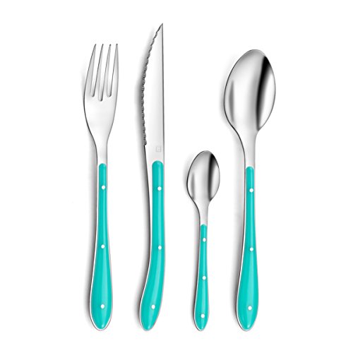 Amefa Modelo Bistro Cubertería 24 Piezas, Acero Inoxidable 1,5mm de Espesor, Color Turquesa, 9 x 9 x 24 cm Amefa Modelo Bistro Cubertería 24 Piezas, Acero Inoxidable 1,5mm de Espesor, Color Turquesa, 9 x 9 x 24 cm