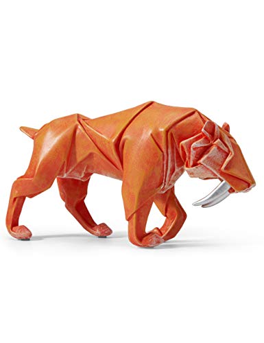 Amoy-Art Figurillas Decorativas Tigre Dientes de Sable Estatuilla Dinosaurio Animales para el Hogar Regalos Resina Multicolor 24cmL