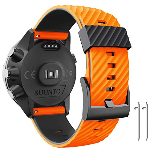 ANBEST 24mm Pulsera de Silicona Compatible con Suunto 9/Suunto 7/Suunto 9 Baro Correa, Brazalete Deportiva de Repuesto para Spartan Sport/Suunto D5, Naranja/Negro ANBEST 24mm Pulsera de Silicona Compatible con Suunto 9/Suunto 7/Suunto 9 Baro Correa, Brazalete Deportiva de Repuesto para Spartan Sport/Suunto D5, Naranja/Negro