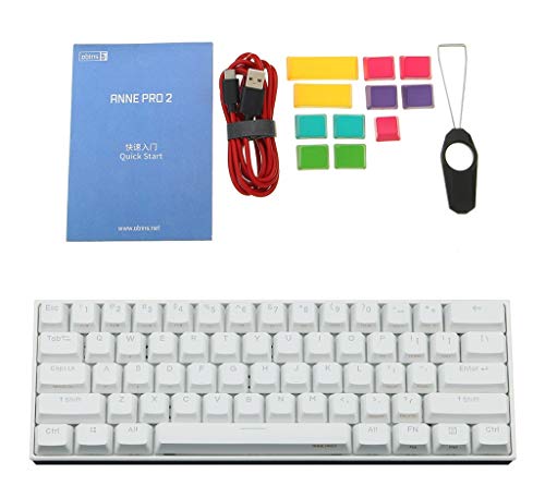 Anne Pro 2 Bluetooth 4.0 Tipo-C RGB 61 teclas teclado mecánico para juegos Cherry Switch (blanco, Kailh Box blanco)