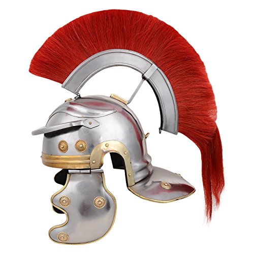 Antiguo medieval romano centurion casco vintage armadura con rojo Crest-Plume Gladiador