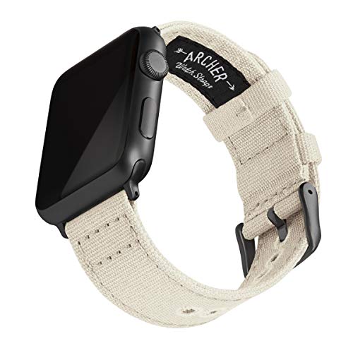 Archer Watch Straps | Correas Reloj Lona para Apple Watch | para Hombre y Mujer (Alabastro, Gris Espacial, 38/40mm)
