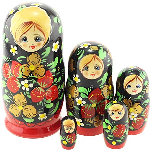 Azhna 5 piezas de recuerdo Matryoshka Home Decor Collection estilo clásico muñeca rusa pintada a mano muñeca apilable de madera de 15 cm (verde)