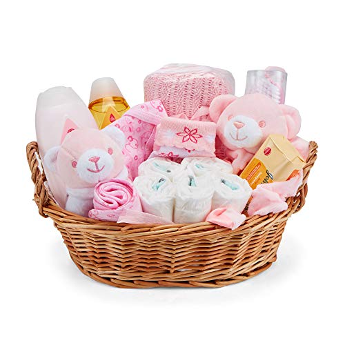 Baby Box Shop - Cesta regalo bebé niña con ropa de bebé - Artículos esenciales para niñas recién nacidas - Manta de bebé - Doudou y sonajero de unicornio rosa