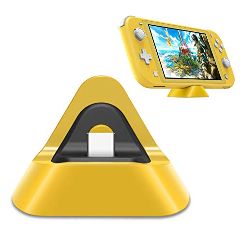 Base de carga portátil para Nintendo Switch Lite y Nintendo Switch, soporte estable estación de carga para Switch Lite con puerto de entrada tipo C (amarillo) Base de carga portátil para Nintendo Switch Lite y Nintendo Switch, soporte estable estación de carga para Switch Lite con puerto de entrada tipo C (amarillo)