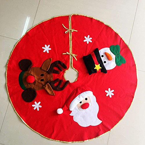 Base decorativa para árbol de Navidad MFCreative con diseño de Papá Noel, muñeco de nieve y alce, 1 pieza de 106 cm, color rojo
