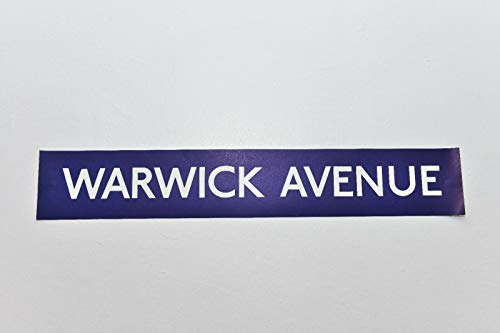 BDTS Señal de metro de Londres original de los años 60 y 1970, artículo raro Warwick Avenue al aire libre para interiores y exteriores, 4 x 16 pulgadas