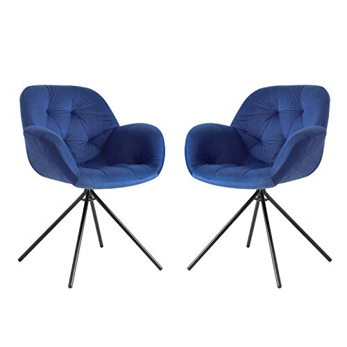 Belfast, Pack 2 sillas de Comedor, Cocina o Salon, Acabado en Tejido Velvet Azul y Patas Negro, Medidas: 65 cm (Ancho) x 66 cm (Fondo) x 86 cm (Alto) Belfast, Pack 2 sillas de Comedor, Cocina o Salon, Acabado en Tejido Velvet Azul y Patas Negro, Medidas: 65 cm (Ancho) x 66 cm (Fondo) x 86 cm (Alto)