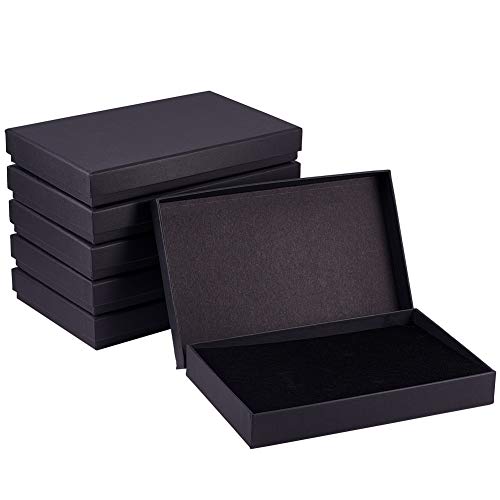 BENECREAT 6 Pack Caja Negra de Joya 20x13x3cm Gran Tamaño Caja de Cartón Craft con Almohadilla de Terciopelo Elegante para Presentación de Collar, Aretes, Anillo