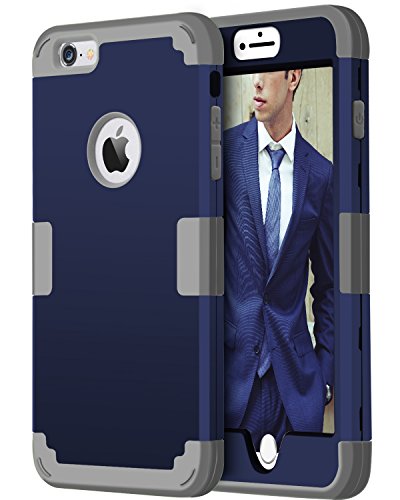 BENTOBEN iPhone 6s Plus Funda, iPhone 6 Plus Funda 3 en 1 Carcasa Combinada PC Dura y TPU Silicona Suave Resistente PC Bumper Cubierta Protectora Funda para iPhone 6 Plus/6s Plus (5.5'') Azul