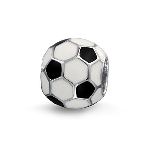 Black White Soccer Ball mamá jugador de fútbol deportes atlético encanto cuenta para las mujeres de plata de ley ajuste pulsera europea