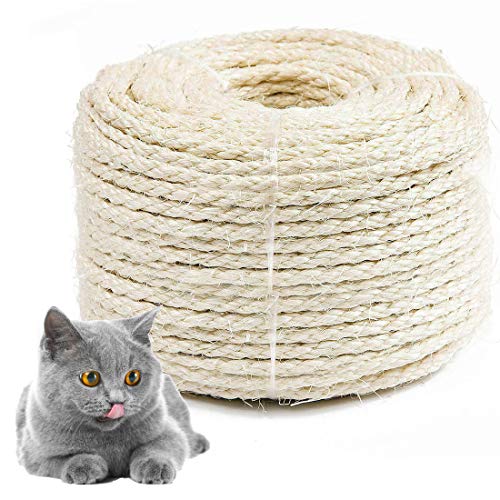 Bluelves Cuerda de Sisal Gatos, Sisal Cuerda para Reparar y Reemplazo de Gato Rascarse Pilar, Contiene Reparación Árbol, Balcón Barandilla, Jardineria y DIY. (6mm, 4m) Bluelves Cuerda de Sisal Gatos, Sisal Cuerda para Reparar y Reemplazo de Gato Rascarse Pilar, Contiene Reparación Árbol, Balcón Barandilla, Jardineria y DIY. (6mm, 4m)