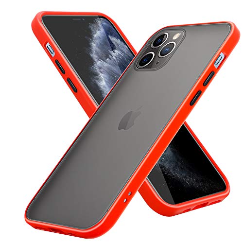 Cadorabo Funda Compatible con Apple iPhone 11 Pro MAX en Mate Rojo - Botones Negros - Funda para teléfono móvil con Interior de Silicona TPU y Parte Trasera de plástico Mate