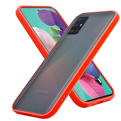 Cadorabo Funda Compatible con Samsung Galaxy A51 5G en Mate Rojo - Botones Negros - Funda para teléfono móvil con Interior de Silicona TPU y Parte Trasera de plástico Mate