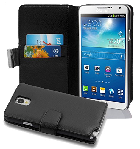 Cadorabo Funda Libro para Samsung Galaxy Note 3 en Negro ÓXIDO - Cubierta Proteccíon de Cuero Sintético Estructurado con Tarjetero y Función de Suporte - Etui Case Cover Carcasa