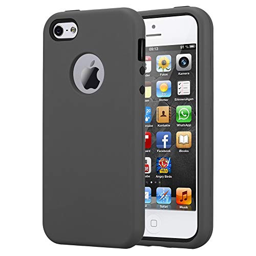 Cadorabo Funda para Apple iPhone 5 / iPhone 5S / iPhone SE en Gris Cuarzo - Hybrid Cubierta con Interior Silicona TPU e Bipartito Exterior Plástico - Case Cover Carcasa Protectora Ligera