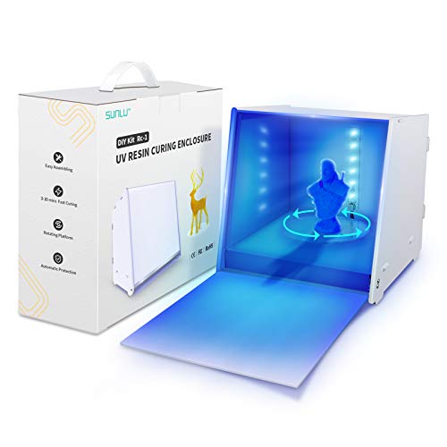 Caja de luz de curado de resina UV para LCD SLA DLP modelo de impresora de resina 3D, caja de curado de resina UV de 405 nm con tocadiscos accionados, control de tiempo, recinto de curado DIY
