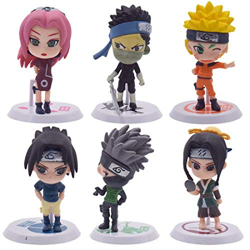 Cake Topper - YUESEN 6pcs Naruto Mini Juego de Figuras Niños Mini Juguetes Baby Shower Fiesta de cumpleaños Pastel Decoración Suministros