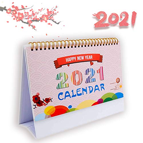Calendario de escritorio 2021, calendario de escritorio mensual con notas y lista de tareas para la familia, encantador calendario plegable para el hogar, la oficina la escuela (color)