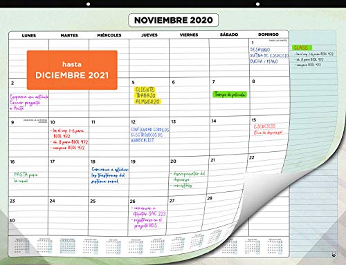 Calendario de Pared 2020 2021 de SmartPanda – Calendario Mensual de Sobremesa – Julio 2020 a Diciembre de 2021 – Vista de un Mes – 33 cm x 43 cm