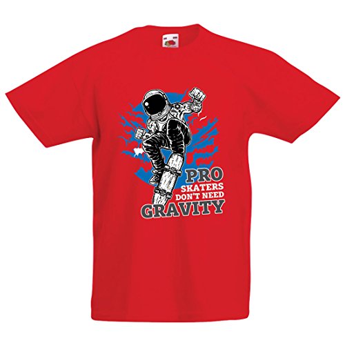 Camisas para niños Pro Skaters Don't Need Gravity - Refranes del Skateboard, me Encanta Patinar (12-13 Years Rojo Multicolor)