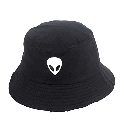 CAR-TOBBY Blanco y Negro Resistente Alien Cubo Gorro Unisex Tapas Cadera Salto Hombres Mujeres Verano Panamá Tapa Playa Sol Gorra de Pesca - BK CAR-TOBBY Blanco y Negro Resistente Alien Cubo Gorro Unisex Tapas Cadera Salto Hombres Mujeres Verano Panamá Tapa Playa Sol Gorra de Pesca - BK