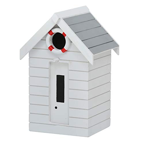 CasaJame Hogar Accesorios Decoración Jardín Casa para Pájaros en Forma de Torre de Vigilancia de Salvavidas Gris Flotador Blanco Rojo 14x13x21cm