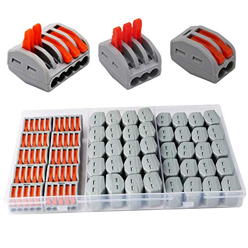 CESFONJER Terminales Conectores Reutilizables de conectores de tuercas de patillas Conectores de cables compactos de 50 piezas 2 orificios (20 piezas), 3 orificios (20 piezas), 5 orificios (10 piezas) CESFONJER Terminales Conectores Reutilizables de conectores de tuercas de patillas Conectores de cables compactos de 50 piezas 2 orificios (20 piezas), 3 orificios (20 piezas), 5 orificios (10 piezas)