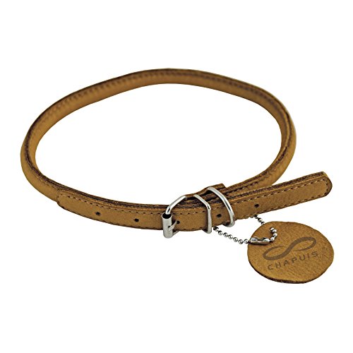 Chapuis Sellerie SLA673 Collar ajustable redondo Soft para perro y gato - Cuero marrón - Diámetro 6 mm - Largo 20-25 cm - Talla XS