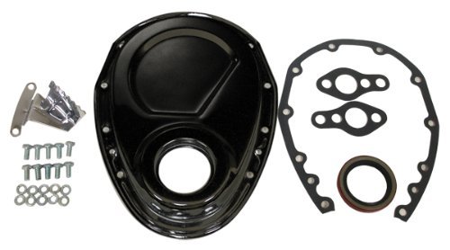 Chevy Small Block 283-305-327-350-400 Steel Timing Chain Cover Set w/ Timing Tab - Black by CFR Performance - Timing Chain Covers Chevy Small Block 283-305-327-350-400 Steel Timing Chain Cover Set w/ Timing Tab - Black by CFR Performance - Timing Chain Covers