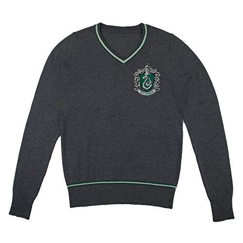 Cinereplicas - Suéter Harry Potter Hogwarts - Cuello en V - Unisex - Casa Slytherin - Productos bajo Licencia Warner Bros - Talla L (Adulto) - Diseñado en Francia