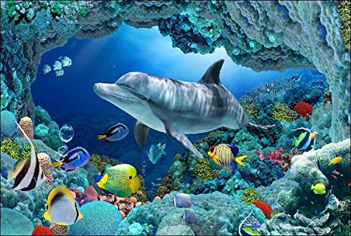CJF123 Adulto 1000 Piezas Rompecabezas de Madera Niños Juguete Educativo Regalo Dibujos Animados Animal Submarino Ocean World Dolphin (70cm * 50CM)